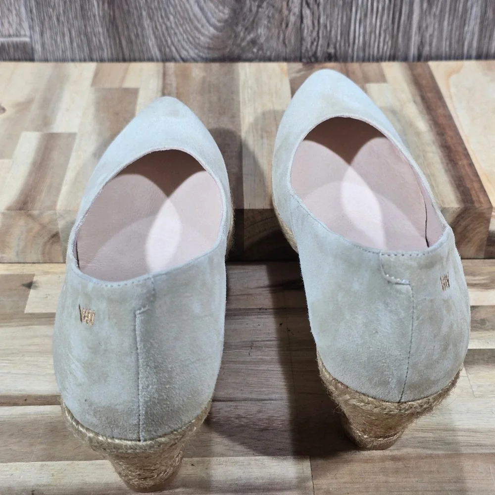 Viscata Barcelona Suede Espadrille Wedge Pumps Beige Made in Spain Size 40‎
